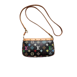 LOUIS VUITTON MURAKAMI MULTICOLOUR LONG STRAP BLACK POCHETTE BAG