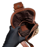COACH BROWN MONOGRAM SIGNITURE BUCKLE HANDBAG