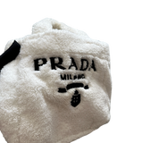 PRADA MILANO TERRY CLOTH WHITE TOTE BAG