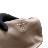 PRADA GREY LEATHER MESSENGER BAG
