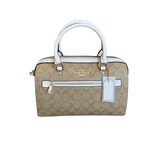 COACH BEIGE MONOGRAM MINI BOSTON BAG