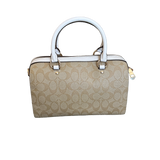 COACH BEIGE MONOGRAM MINI BOSTON BAG
