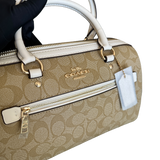 COACH BEIGE MONOGRAM MINI BOSTON BAG