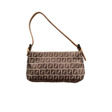 FENDI BEIGE MONOGRAM MINI ZIP POUCH BAG