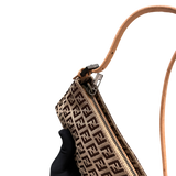 FENDI BEIGE MONOGRAM MINI ZIP POUCH BAG