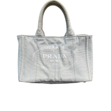 PRADA LIGHT GREY CANAPA TOTE BAG
