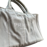PRADA LIGHT GREY CANAPA TOTE BAG