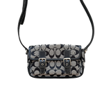 COACH DOUBLE BUCKLE BLACK SHOULDER BAG