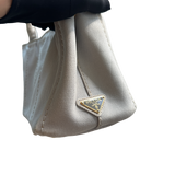 PRADA LIGHT GREY CANAPA TOTE BAG