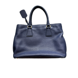 PRADA DARK BLUE LEATHER TOTE BAG