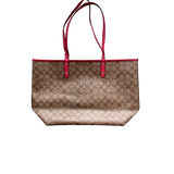 COACH BROWN MONOGRAM PINK STRAP TOTE BAG