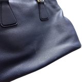 PRADA DARK BLUE LEATHER TOTE BAG