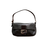 FENDI DARK GREY LEATHER BAGUETTE BAG