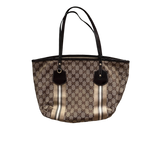 GUCCI BROWN MONOGRAM CHARM TOTE BAG