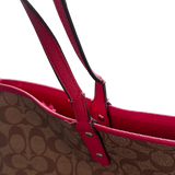 COACH BROWN MONOGRAM PINK STRAP TOTE BAG