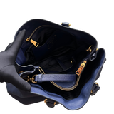 PRADA DARK BLUE LEATHER TOTE BAG