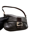 FENDI DARK GREY LEATHER BAGUETTE BAG