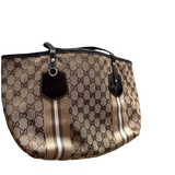 GUCCI BROWN MONOGRAM CHARM TOTE BAG