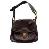 COACH DARK BROWN MONOGRAM MESSENGER BAG