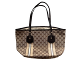GUCCI BROWN MONOGRAM CHARM TOTE BAG