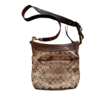 COACH BROWN MONOGRAM BROWN STRAP MESSENGER BAG