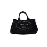 PRADA CANAPA MINI TOTE BAG CANVAS BLACK