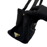 PRADA CANAPA MINI TOTE BAG CANVAS BLACK