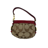 COACH MINI ZOE SIGNATURE C AND RED LEATHER BAG