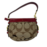 COACH MINI ZOE SIGNATURE C AND RED LEATHER BAG