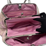 COACH PINK SIGNATURE KISSLOCK STRIPE CARRY HANDBAG