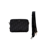 DIOR BLACK OBLIQUE ZIPPED POUCH SHOULDER BAG