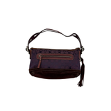 COACH SIGNATURE SUEDE TRIM HANDBAG