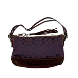COACH SIGNATURE SUEDE TRIM HANDBAG