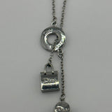 DIOR LOCK LONG NECKLACE SILVER