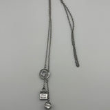 DIOR LOCK LONG NECKLACE SILVER